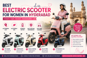 Electric scooters are becoming an increasingly practical choice for women in Hyderabad.