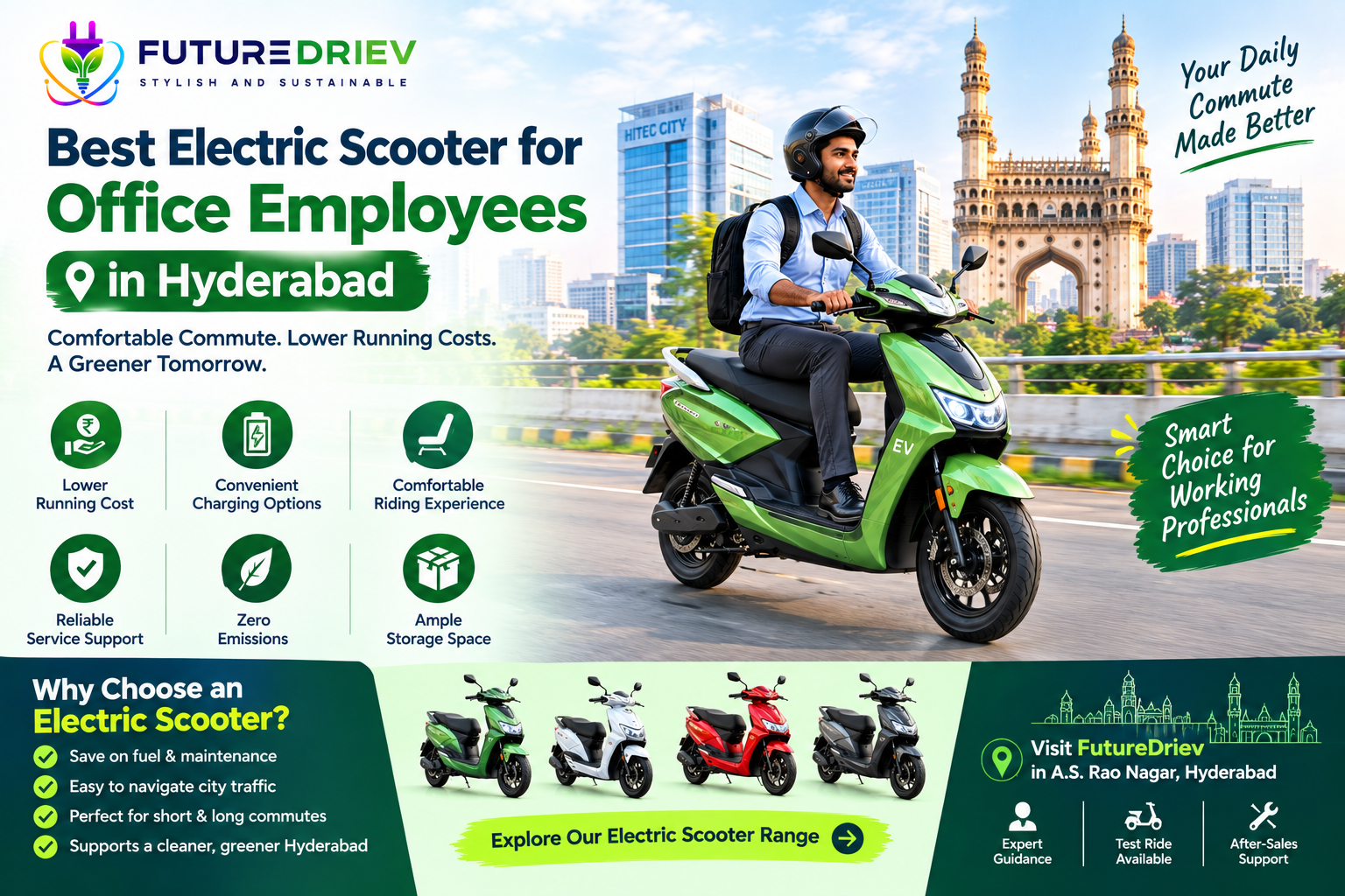 Find the best electric scooter for office employees in Hyderabad